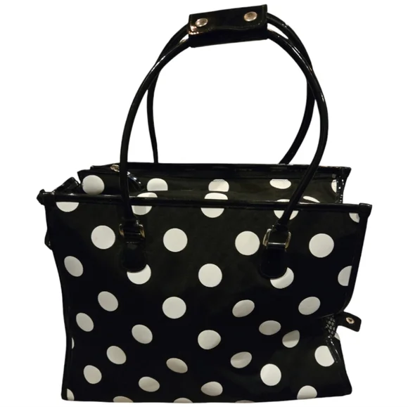Small Dog Pet Carrier Polka Dot Black and White - Picture 7 of 7